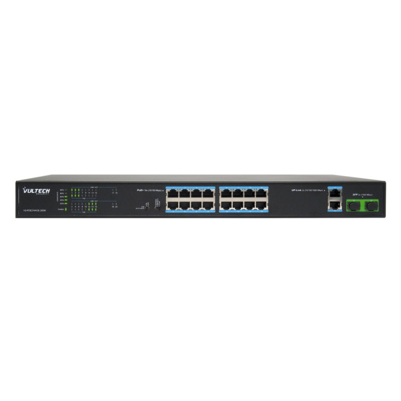 Vultech Security VS-POE2164GE-200W switch di rete Non gestito Fast Ethernet (10/100) Supporto Power over Ethernet (PoE) Nero Vultech Security VS-POE2164GE-200W switch di rete Non gestito Fast Ethernet (10/100) Supporto Power over Ethernet (PoE) Nero