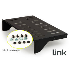 LINK RIPIANO PER ARMADIO 19" 2 UNITA' PROFONDITA' 250 MM. (UNIVERSALE) COLORE NERO