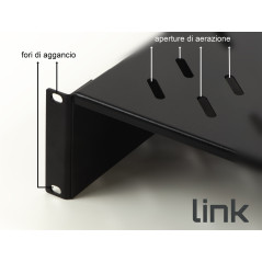 LINK RIPIANO PER ARMADIO 19" 2 UNITA' PROFONDITA' 250 MM. (UNIVERSALE) COLORE NERO