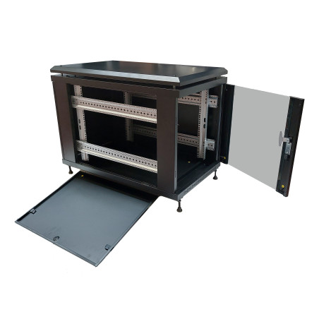 LINK ARMADIO RACK 19" 12 UNITA' (A)700X (L)600 X PROFONDITA' 800 MM. COLORE NERO PORTA VETRO