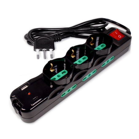 Tecnoware FMP9IIGUSB prolunghe e multiple 1,5 m 6 presa(e) AC Interno Nero
