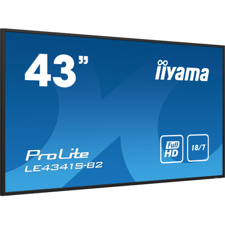 iiyama PROLITE LE4341S-B2 Pannello piatto per segnaletica digitale 108 cm (42.5") LCD 350 cd m² Full HD Nero 18 7