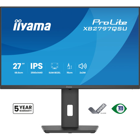 iiyama ProLite XB2797QSU-B1 Monitor PC 68,6 cm (27") 2560 x 1440 Pixel Quad HD LED Nero