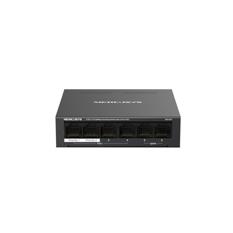 Mercusys MS106P switch di rete Non gestito Fast Ethernet (10/100) Supporto Power over Ethernet (PoE) Montaggio da Mercusys MS106P switch di rete Non gestito Fast Ethernet (10/100) Supporto Power over Ethernet (PoE) Montaggio da