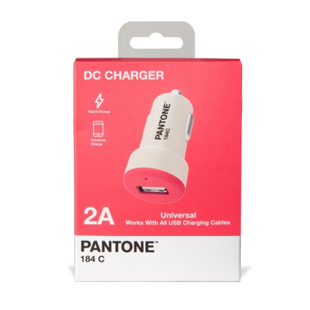 Pantone PT-DC1USBP Caricabatterie per dispositivi mobili Universale Rosa, Bianco Accendisigari Auto