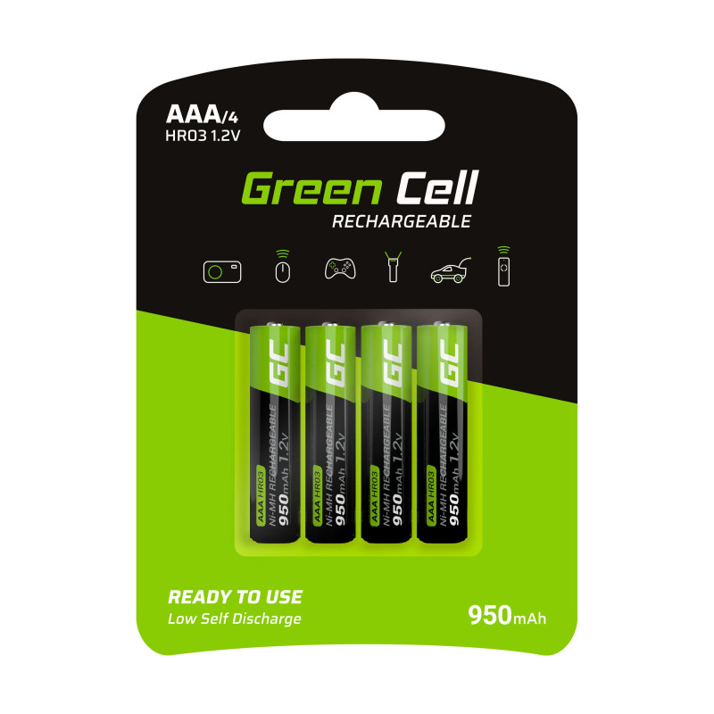 Green Cell GR03 batteria per uso domestico Batteria ricaricabile Mini Stilo AAA Nichel-Metallo Idruro (NiMH) Green Cell GR03 batteria per uso domestico Batteria ricaricabile Mini Stilo AAA Nichel-Metallo Idruro (NiMH)