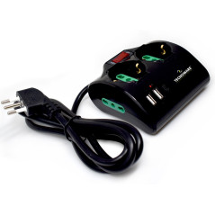 Tecnoware FMP4IIGUSB prolunghe e multiple 1,5 m 2 presa(e) AC Interno Nero