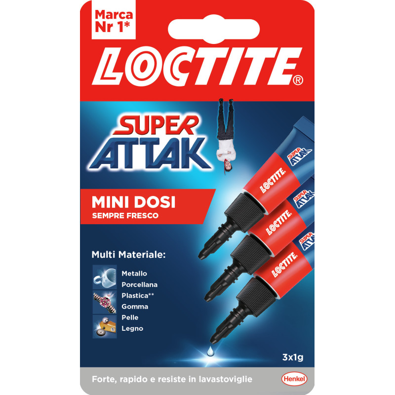 Loctite Super Attak Mini Dosi Liquido 3x1g Loctite Super Attak Mini Dosi Liquido 3x1g