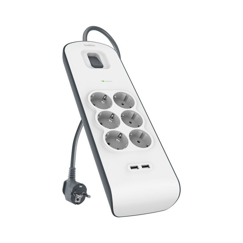 Belkin BSV604VF2M-V2 protezione da sovraccarico Grigio, Bianco 6 presa(e) AC Belkin BSV604VF2M-V2 protezione da sovraccarico Grigio, Bianco 6 presa(e) AC