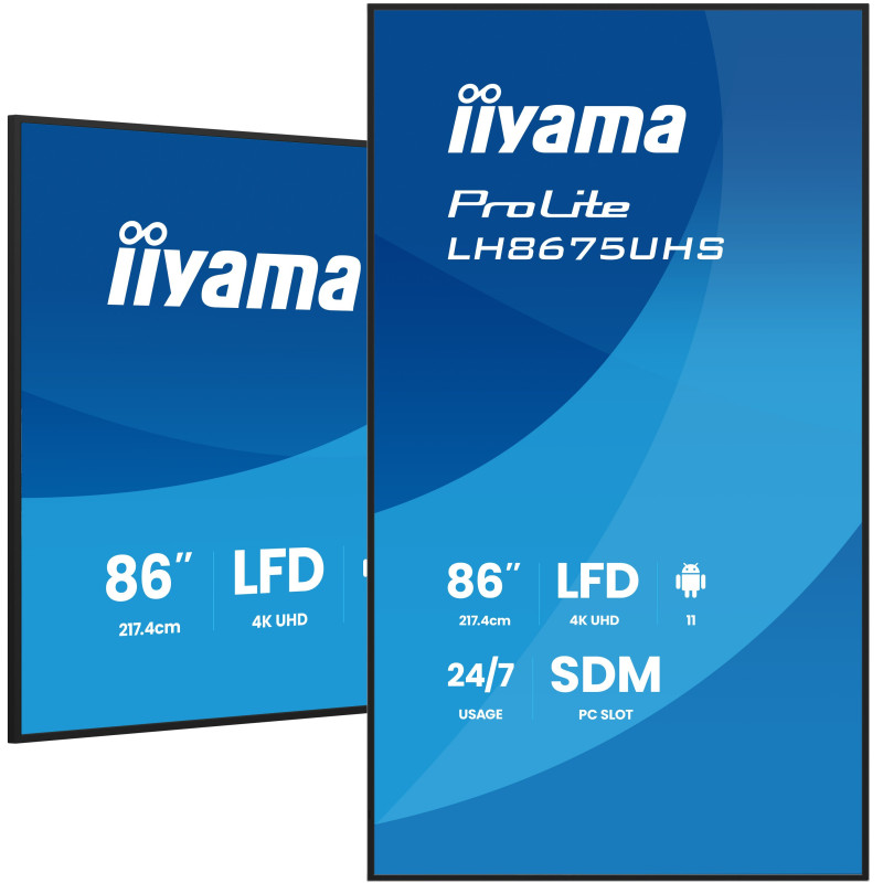 iiyama LH8675UHS-B2AG visualizzatore di messaggi Pannello piatto per segnaletica digitale 2,17 m (85.6") LCD Wi-Fi 500 cd/m² 4K