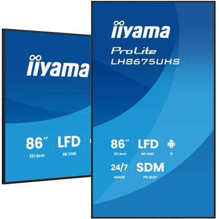 iiyama LH8675UHS-B2AG visualizzatore di messaggi Pannello piatto per segnaletica digitale 2,17 m (85.6") LCD Wi-Fi 500 cd m² 4K