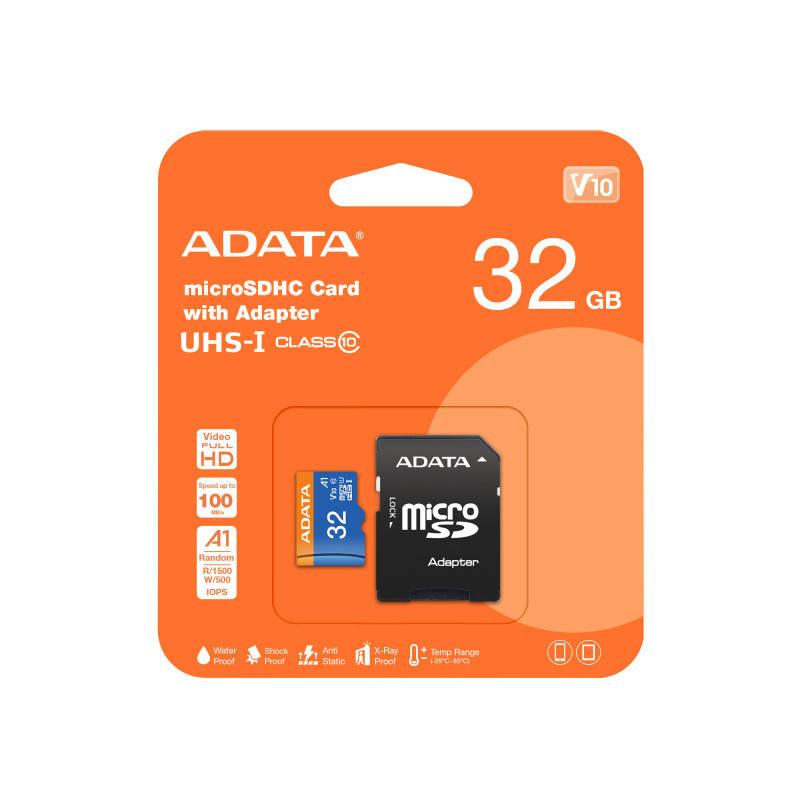 ADATA 32GB, microSDHC, Class 10 UHS-I Classe 10 ADATA 32GB, microSDHC, Class 10 UHS-I Classe 10