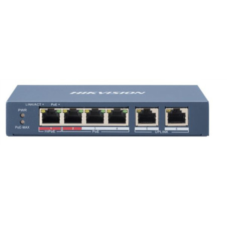 Hikvision DS-3E0106HP-E switch di rete Non gestito Fast Ethernet (10 100) Supporto Power over Ethernet (PoE) Blu