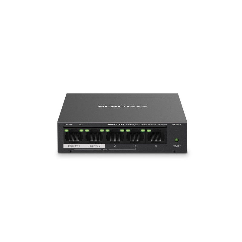 Mercusys MS105GP switch di rete Gigabit Ethernet (10/100/1000) Supporto Power over Ethernet (PoE) Nero Mercusys MS105GP switch di rete Gigabit Ethernet (10/100/1000) Supporto Power over Ethernet (PoE) Nero