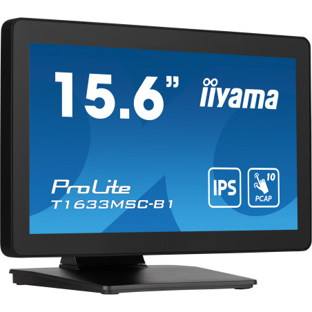 iiyama ProLite T1633MSC-B1 Monitor PC 39,6 cm (15.6") 1920 x 1080 Pixel Full HD LCD Touch screen Nero