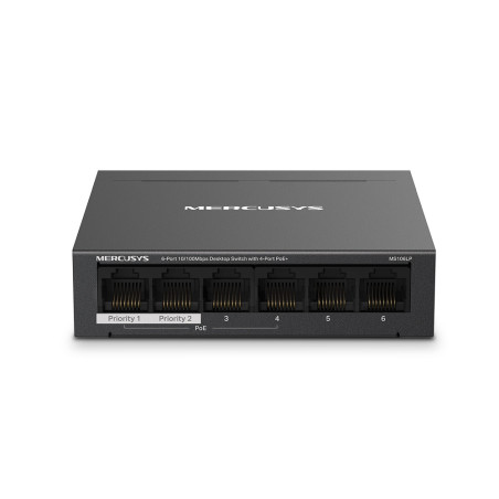 Mercusys MS106LP switch di rete Gestito Fast Ethernet (10 100) Supporto Power over Ethernet (PoE) Nero