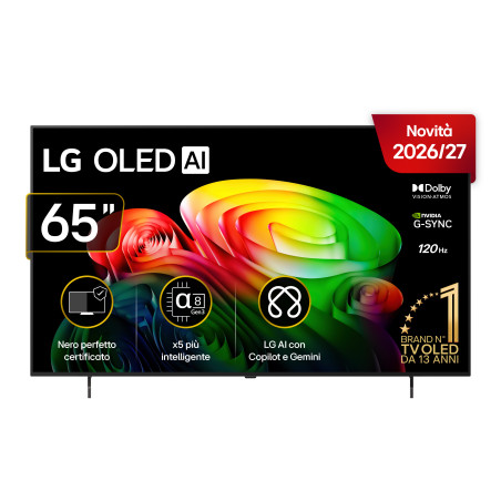 LG OLED AI 65'' Serie B6 OLED65B65LA, 4K, Nero perfetto, Dolby Vision, Processore α8 Gen3, 120Hz, G-Sync, SMART TV 2026