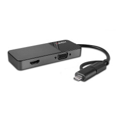 Lindy 43354 replicatore di porte e docking station per laptop USB 3.2 Gen 1 (3.1 Gen 1) Type-A + Type-C Nero