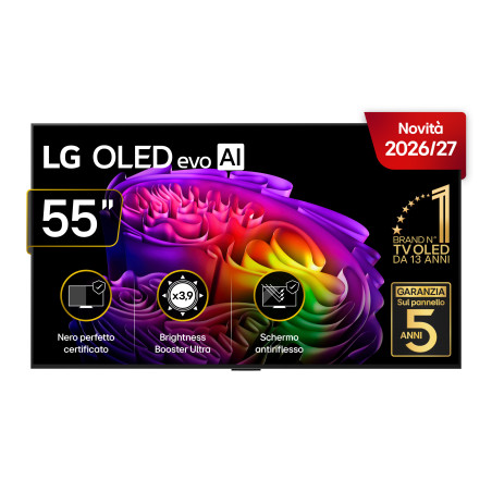 LG OLED evo AI 55'' Serie G6 OLED55G64LW, 4K, Hyper Radiant Color, Staffa a filo muro inclusa, G-Sync, SMART TV 2026