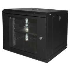 LINK Armadio Rack 19" 9U Serie Light Colore Nero Con Porta Vetro (Axpxl) Mm 450X400X530 Ripiano Incluso