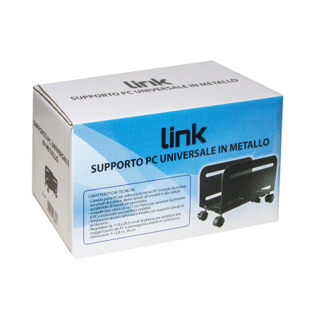 LINK Carrellino Regolabile Da Cm 11.9 A Cm 20.9 Per Pc O Distruggidocumenti Colore Nero In Metallo Con Ruote
