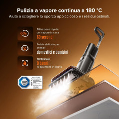 Roborock F25 Steam Lavapavimenti per Umido e Secco con Vapore fino a 180°C, 25.000 Pa, Autopulizia Intelligente con Asciugatura
