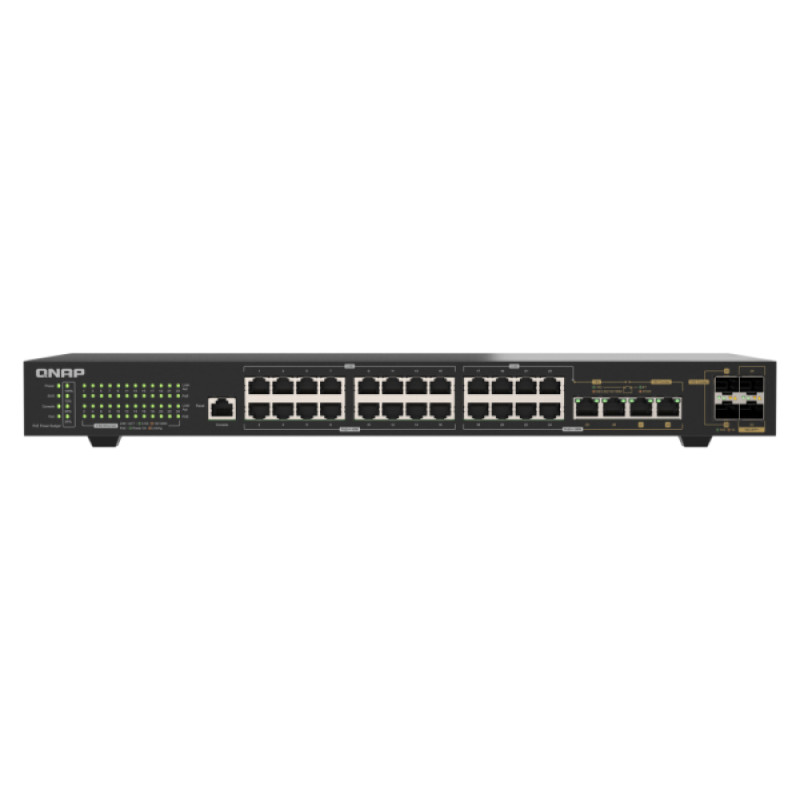 QNAP QSW-M2130P-2C2S26T switch di rete Gestito L2 2.5G Ethernet (100/1000/2500) Supporto Power over Ethernet (PoE) 1U Nero