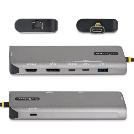 StarTech.com Adattatore Multiporta USB4 7-in-1, Dual 4K senza driver per macOS e Windows, ricarica PD 140W, Hub 3 porte 10Gbps,