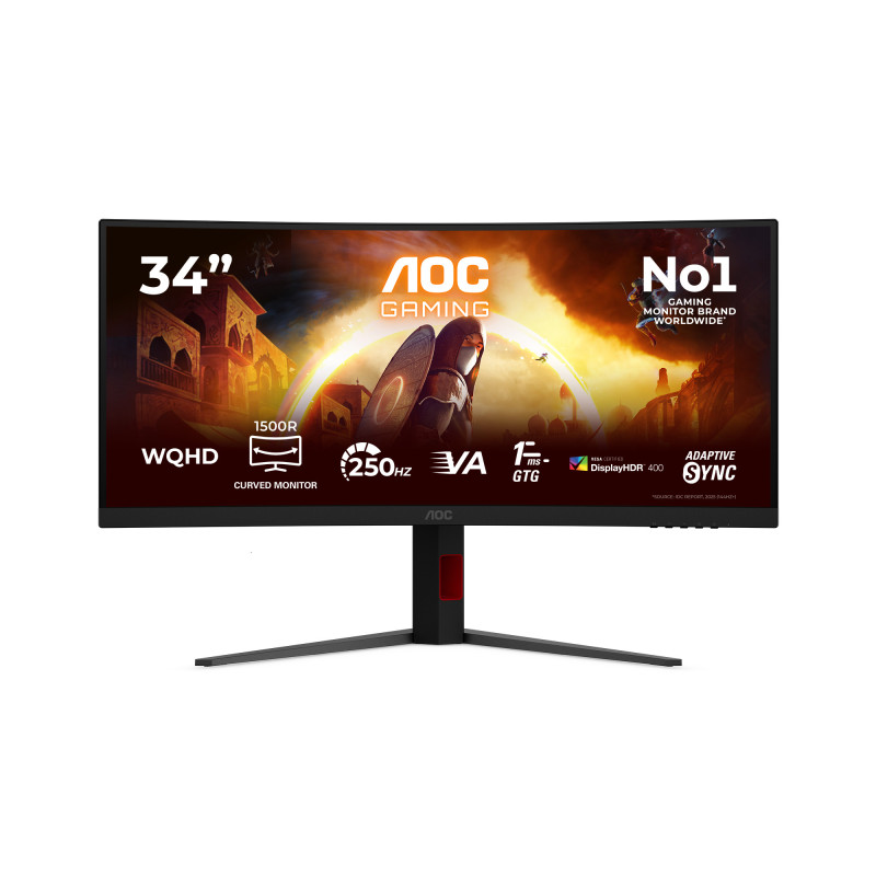 AOC G4 CU34G4ZCA Monitor PC 86,4 cm (34") 3440 x 1440 Pixel Wide Quad HD Nero, Rosso