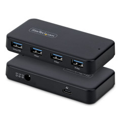 StarTech.com Hub 4 Porte USB-A 5Gbps, Autoalimentato, Cavo Host 2-in-1 USB-C USB-A, Porta Ricarica BC 1.2, Alimentatore 24W