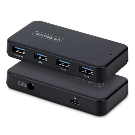 StarTech.com Hub 4 Porte USB-A 5Gbps, Autoalimentato, Cavo Host 2-in-1 USB-C USB-A, Porta Ricarica BC 1.2, Alimentatore 24W