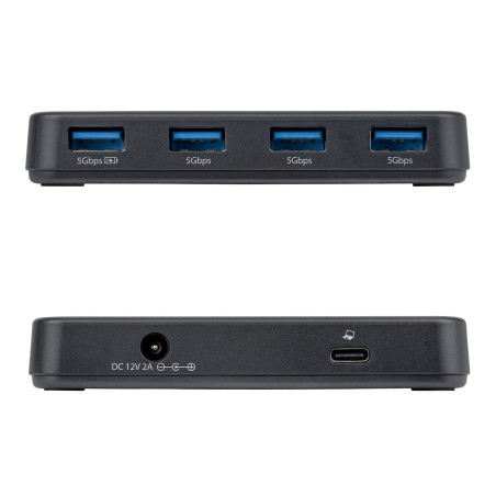 StarTech.com Hub 4 Porte USB-A 5Gbps, Autoalimentato, Cavo Host 2-in-1 USB-C/USB-A, Porta Ricarica BC 1.2, Alimentatore 24W