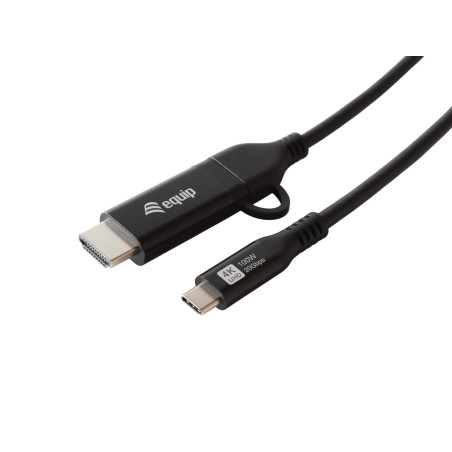 Equip 128436 cavo e adattatore video 2 m USB tipo-C HDMI + USB Type-C Nero