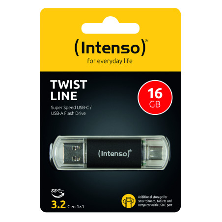 Intenso Twist Line unità flash USB 16 GB USB Type-A / USB Type-C 3.2 Gen 1 (3.1 Gen 1) Antracite