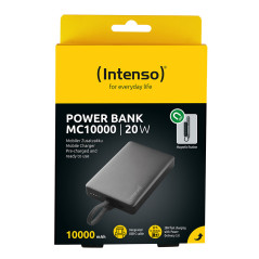 Intenso Powerbank MC10000 con cavo USB-C integrato e retro magnetico, 10.000 mAh, 20 Watt