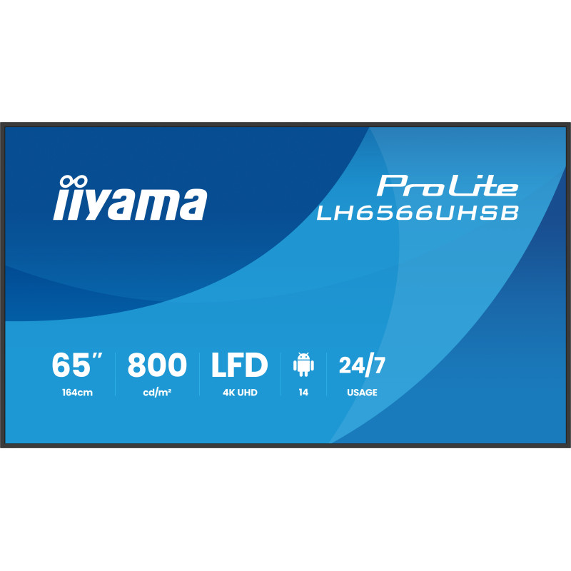iiyama LH6566UHSB-B1AG visualizzatore di messaggi Pannello piatto per segnaletica digitale 165,1 cm (65") LCD Wi-Fi 800 cd/m² iiyama LH6566UHSB-B1AG visualizzatore di messaggi Pannello piatto per segnaletica digitale 165,1 cm (65") LCD Wi-Fi 800 cd/m²