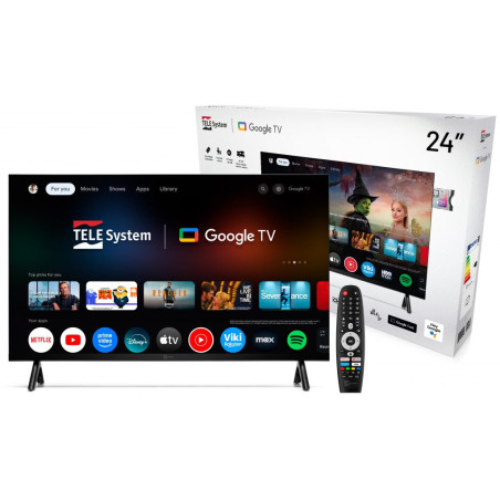 TELE System Google TV 24″ – TS24FL SMG15 61 cm (24") HD Smart TV Wi-Fi Nero 180 cd m²