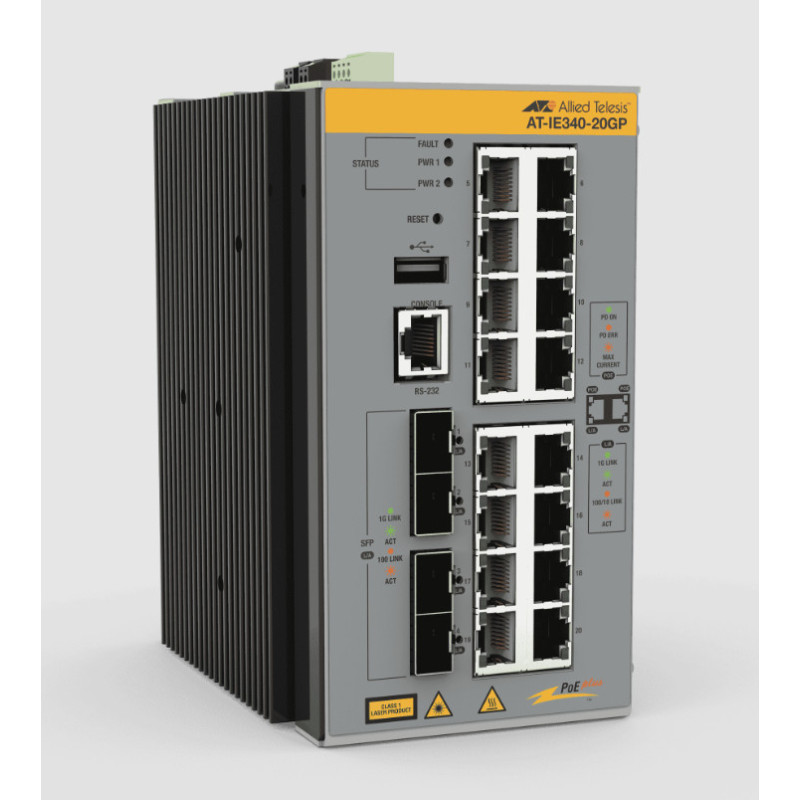 Allied Telesis AT-IE340-20GP-980 switch di rete Gestito L3 Gigabit Ethernet (10/100/1000) Supporto Power over Ethernet (PoE) Allied Telesis AT-IE340-20GP-980 switch di rete Gestito L3 Gigabit Ethernet (10/100/1000) Supporto Power over Ethernet (PoE)