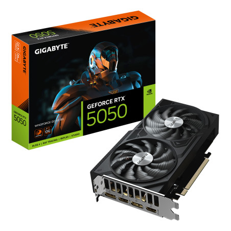 GIGABYTE GeForce RTX 5050 WINDFORCE OC V2 8G Scheda Grafica - 8GB GDDR6, 128bit, PCI-E 5.0, 2572MHz Frequenza core, 2 x DP, 2 x