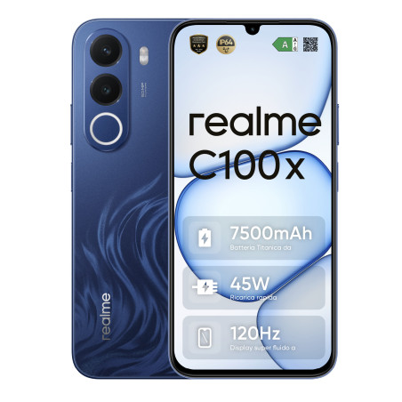 realme C100x 17,3 cm (6.8") Android 16.0 4G USB tipo-C 4 GB 256 GB 7500 mAh Blu