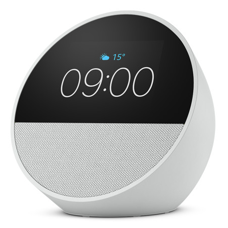 Amazon Nuovo Echo Spot (modello 2024) | Sveglia intelligente con suono di qualità e Alexa | Bianco