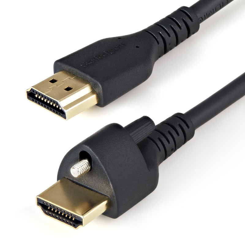 StarTech.com Cavo HDMI sottile da 2 m con vite di bloccaggio - 4K 60Hz HDR - Cavo per monitor HDMI 2.0 ad alta velocità con