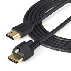StarTech.com Cavo HDMI sottile da 2 m con vite di bloccaggio - 4K 60Hz HDR - Cavo per monitor HDMI 2.0 ad alta velocità con