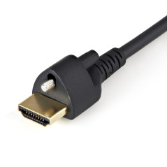 StarTech.com Cavo HDMI sottile da 2 m con vite di bloccaggio - 4K 60Hz HDR - Cavo per monitor HDMI 2.0 ad alta velocità con