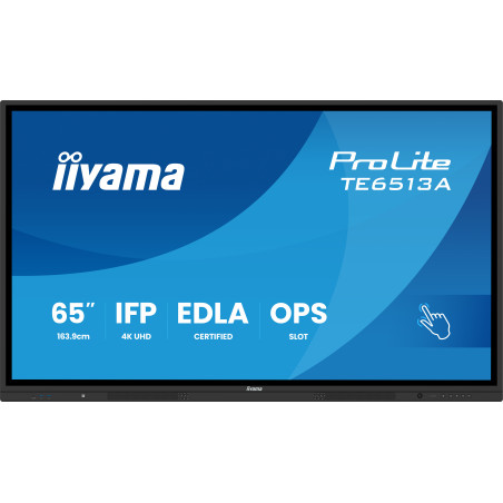 iiyama TE6513A-B3AG visualizzatore di messaggi Pannello piatto interattivo 163,8 cm (64.5") LCD Wi-Fi 500 cd m² 4K Ultra HD