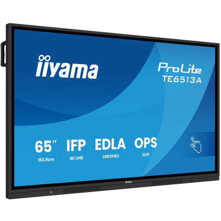 iiyama TE6513A-B3AG visualizzatore di messaggi Pannello piatto interattivo 163,8 cm (64.5") LCD Wi-Fi 500 cd/m² 4K Ultra HD