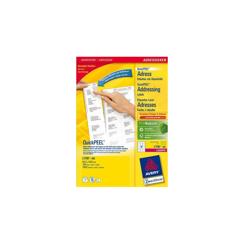 Avery L7161-100 etichetta per corrispondenza Bianco