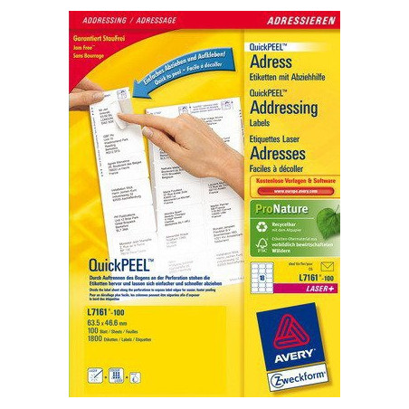 Avery L7161-100 etichetta per corrispondenza Bianco