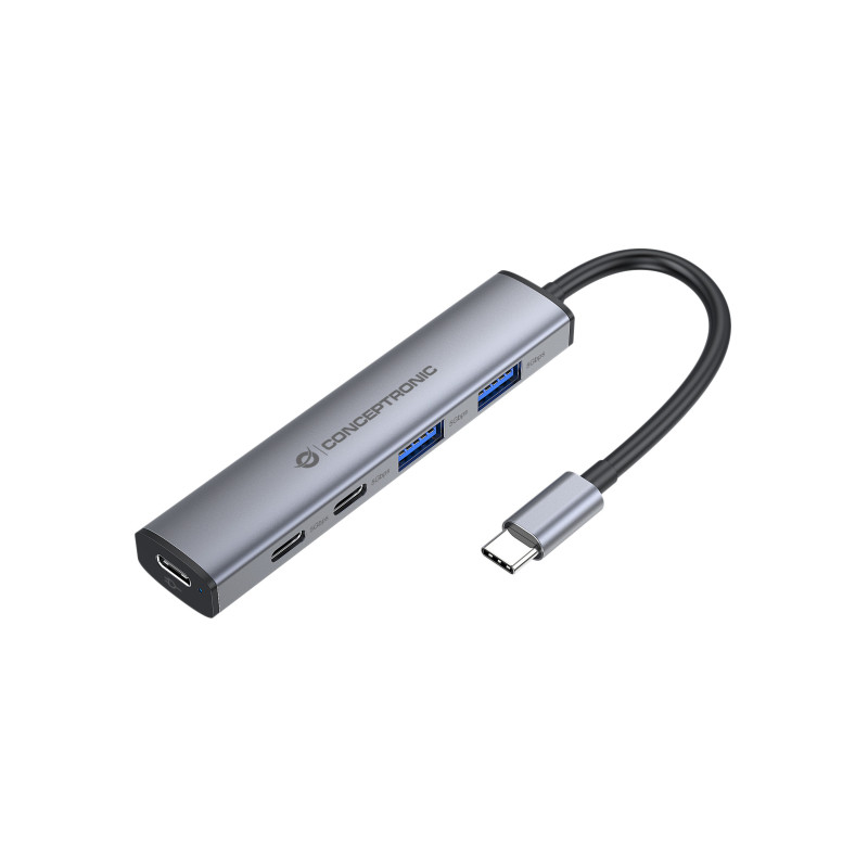 Conceptronic HUBBIES22G hub di interfaccia USB 3.2 Gen 1 (3.1 Gen 1) Type-C 5000 Mbit/s Grigio Conceptronic HUBBIES22G hub di interfaccia USB 3.2 Gen 1 (3.1 Gen 1) Type-C 5000 Mbit/s Grigio