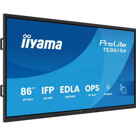 iiyama TE8615A-B2AG visualizzatore di messaggi Design chiosco 2,17 m (85.6") Wi-Fi 550 cd/m² 4K Ultra HD Nero Touch screen